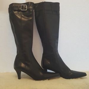 COACH  Adrianna Black Knee High Leather Heel Boots